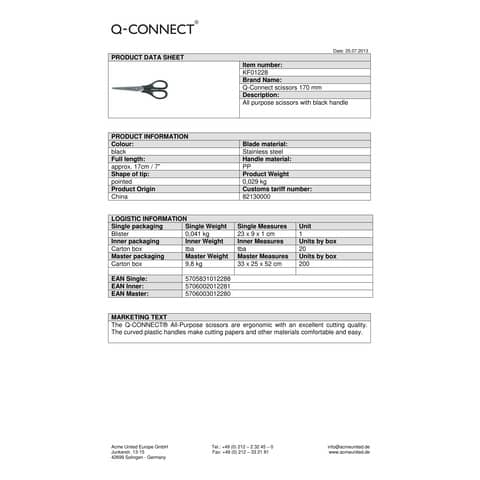 Forbici universali Q-Connect nero 17 cm  E-KF01228 IA